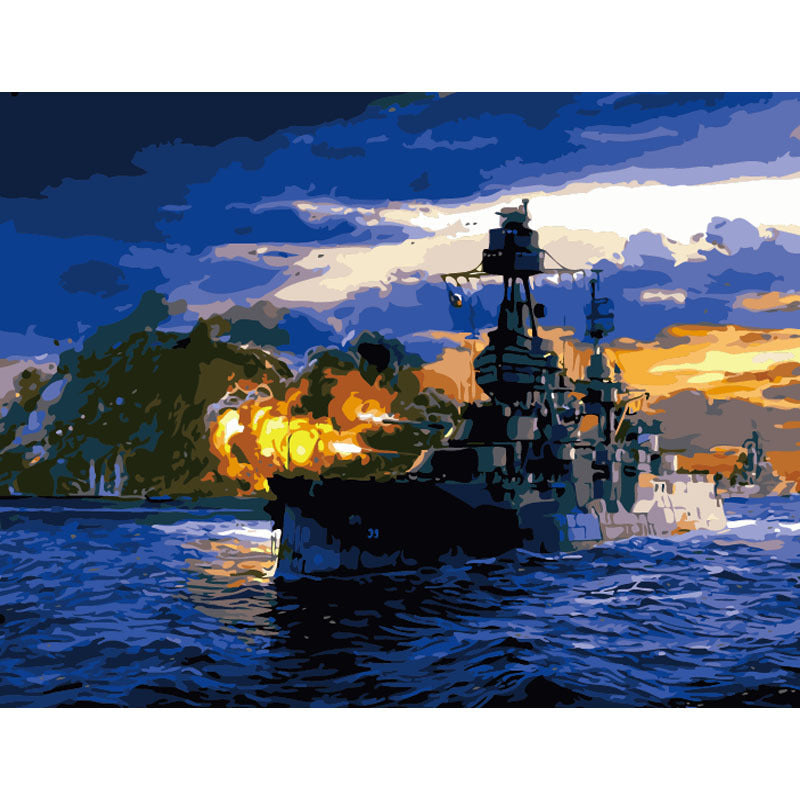 Paint by Numbers (WW2, USS Texas Battleship At Iwo Jima)