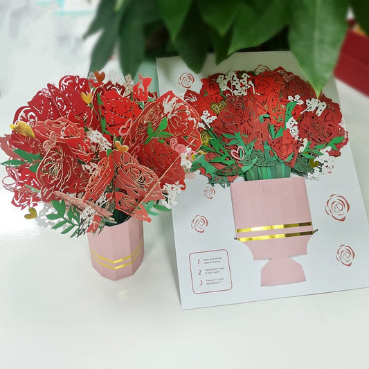 3D Greeting Card (Red Roses)