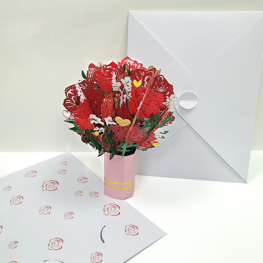 3D Greeting Card (Red Roses)