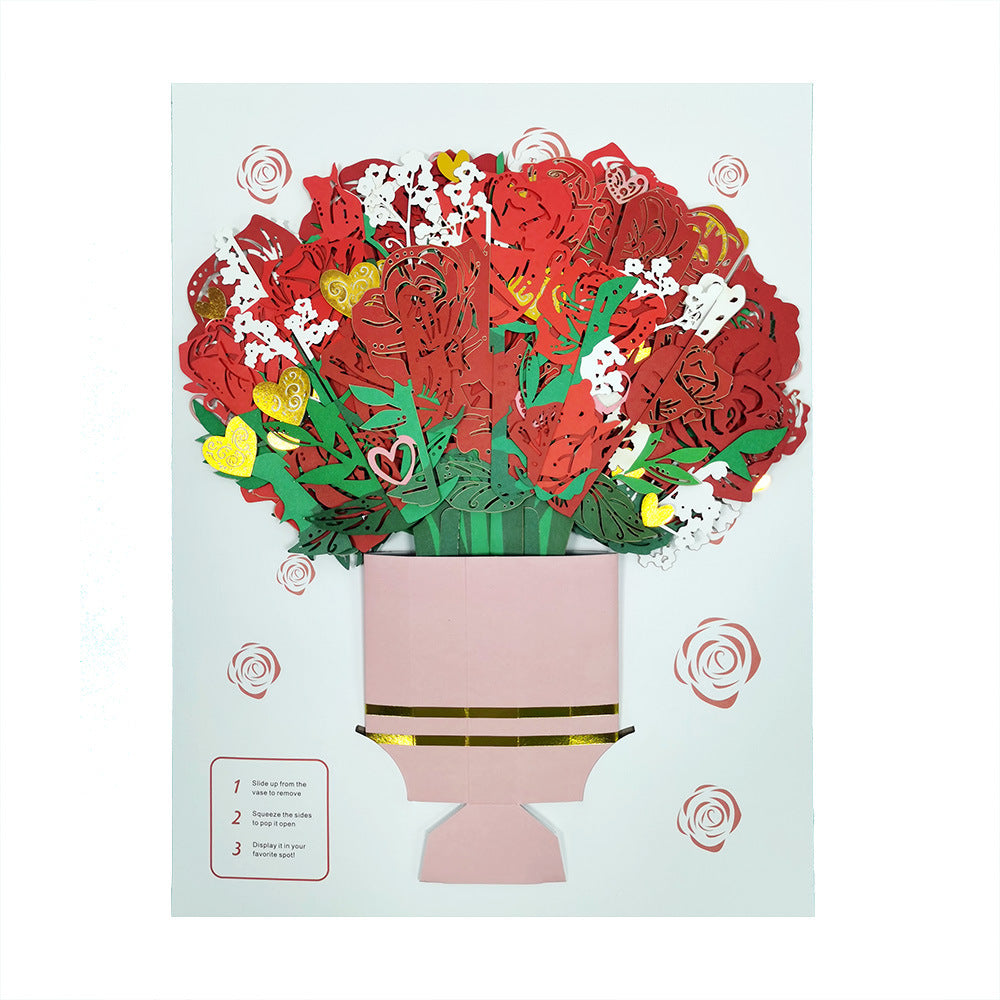 3D Greeting Card (Red Roses)