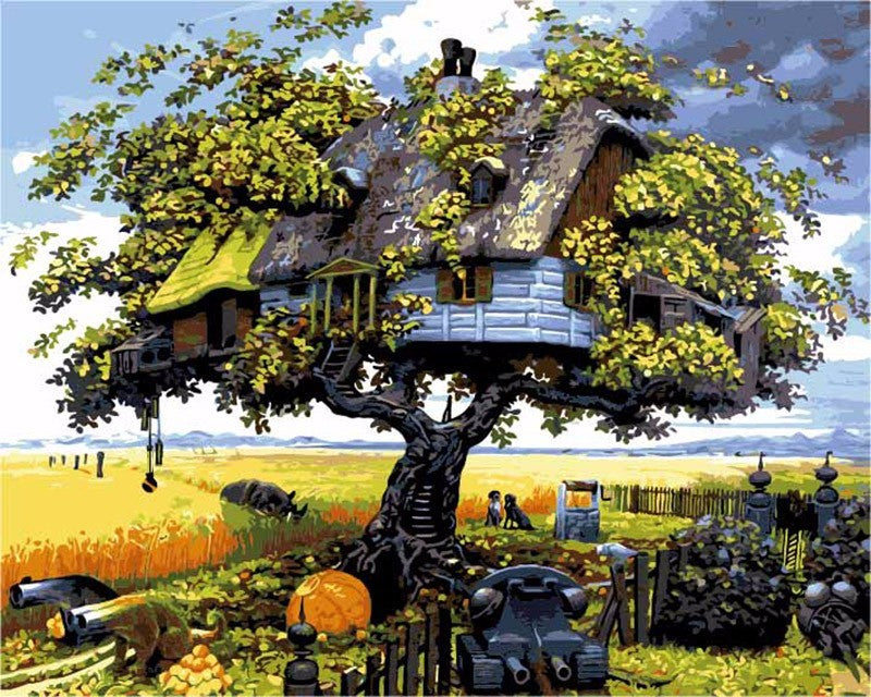 Anime Tree House DIY Painting By Numbers