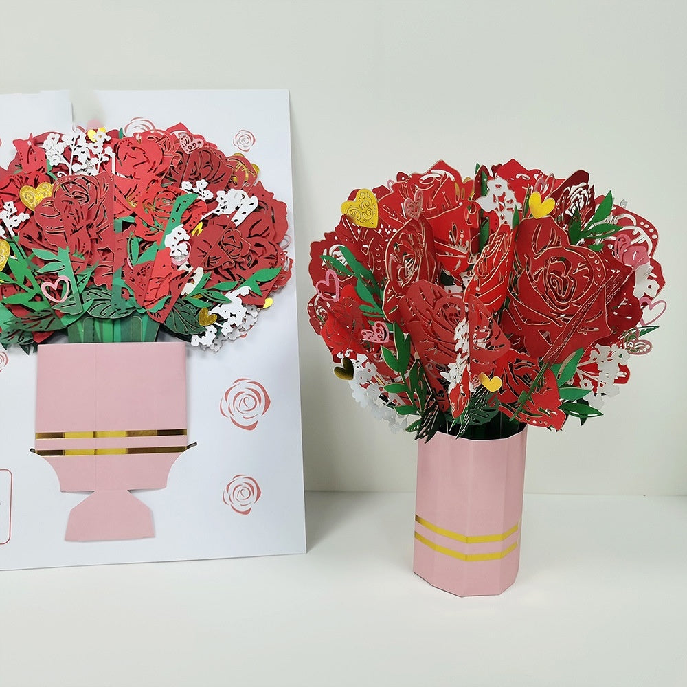 3D Greeting Card (Red Roses)