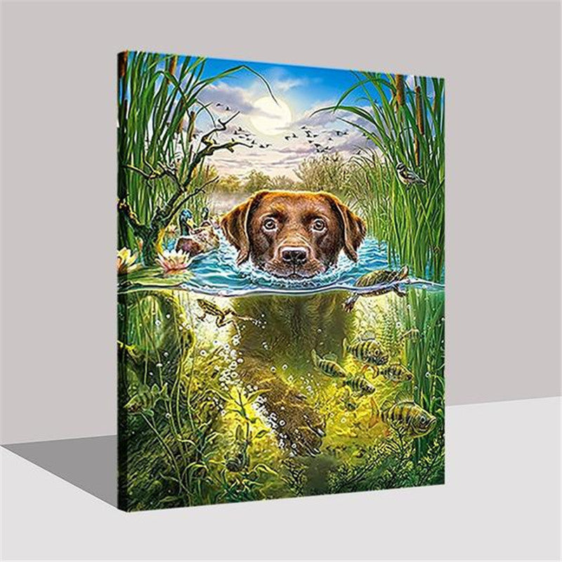 Paint By Numbers Kit (Swimming Dog)